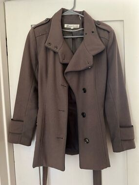 Kenneth Cole Taupe/Gray Wool Blend Peacoat - size 4